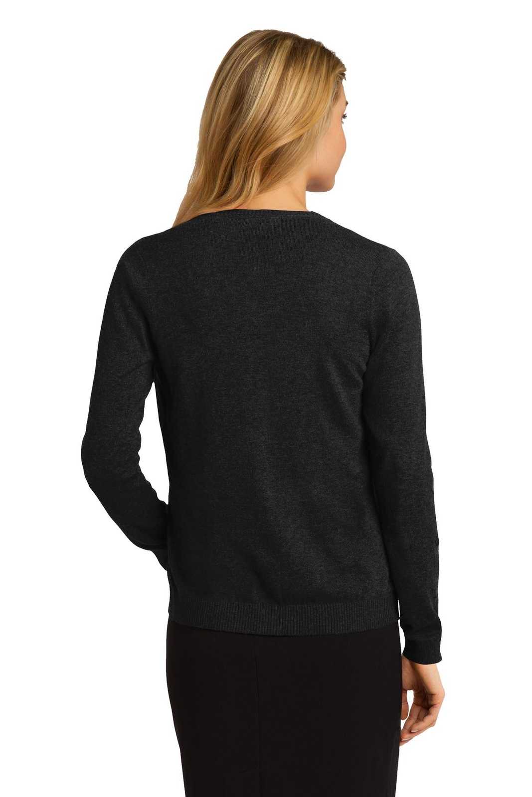 Port Authority LSW287 Ladies Cardigan Sweater - Black - HIT a Double - 2