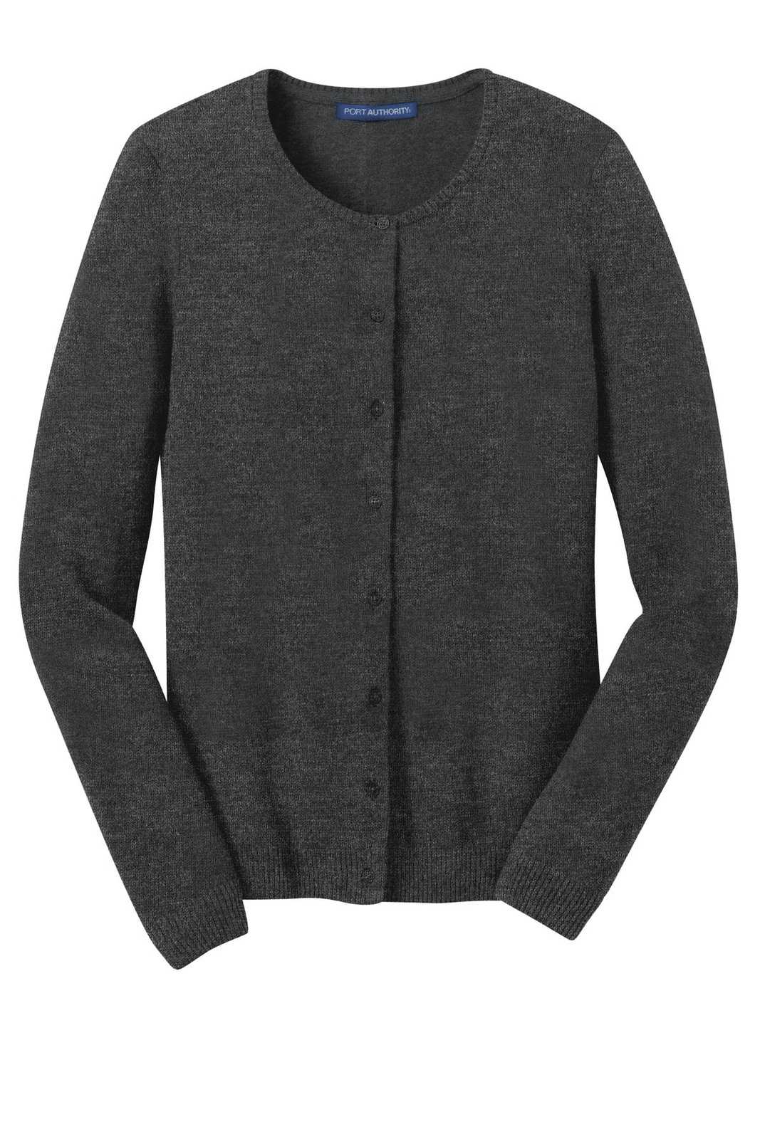 Port Authority LSW287 Ladies Cardigan Sweater - Charcoal Heather - HIT a Double - 5