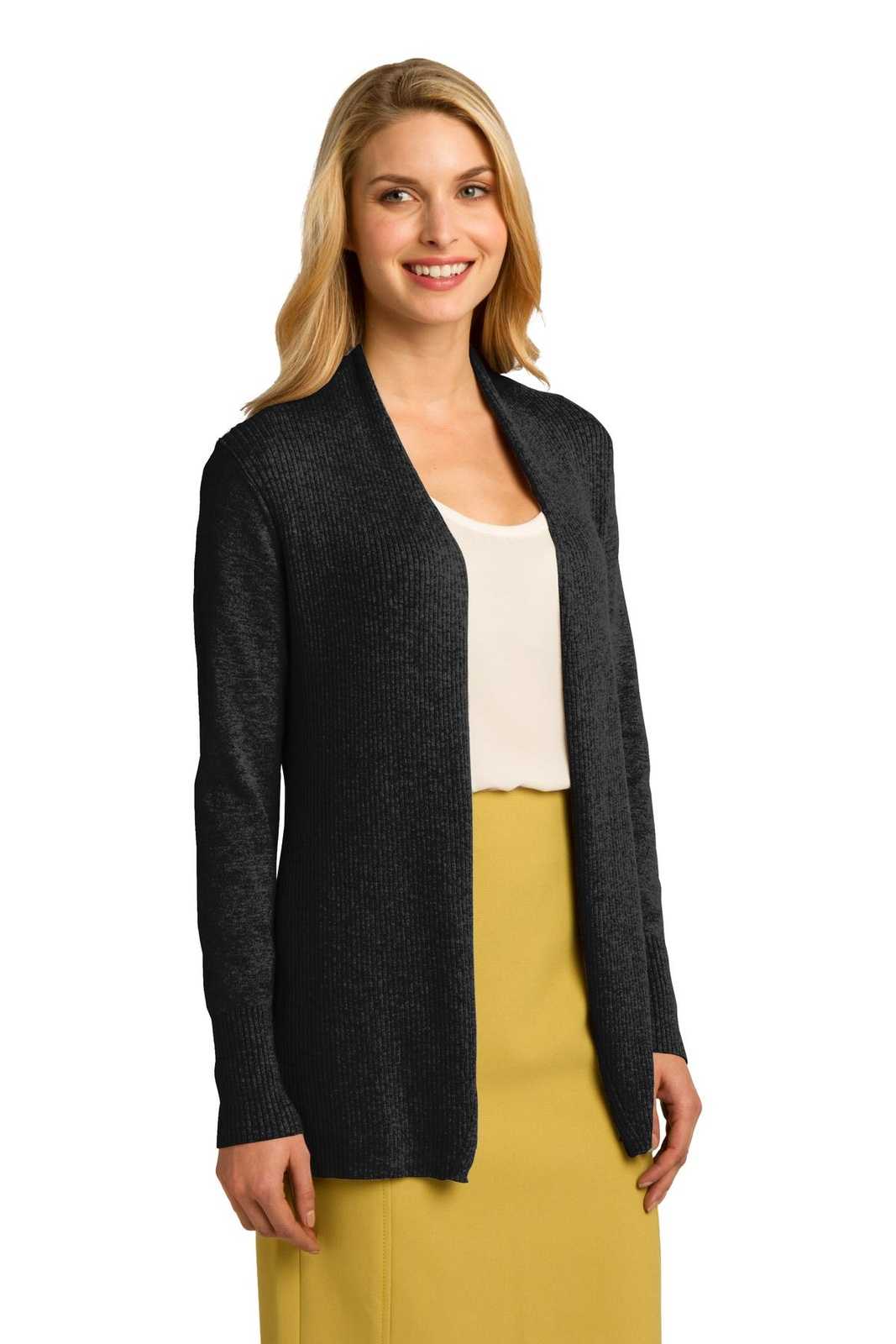 Port Authority LSW289 Ladies Open Front Cardigan Sweater - Black - HIT a Double - 4