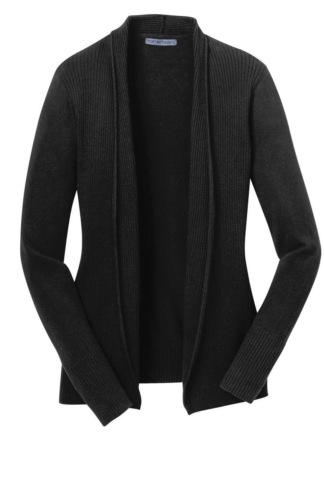 Port Authority LSW289 Ladies Open Front Cardigan Sweater - Black - HIT a Double - 5