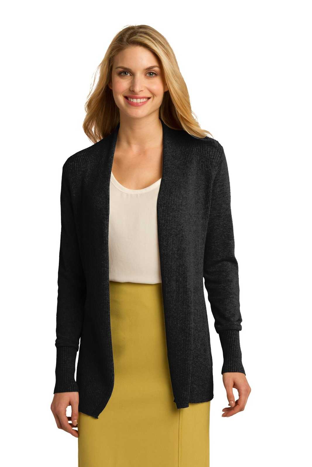 Port Authority LSW289 Ladies Open Front Cardigan Sweater - Black - HIT a Double - 1