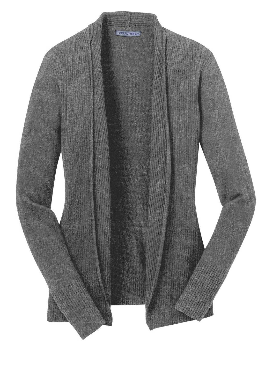 Port Authority LSW289 Ladies Open Front Cardigan Sweater - Medium Heather Gray - HIT a Double - 5