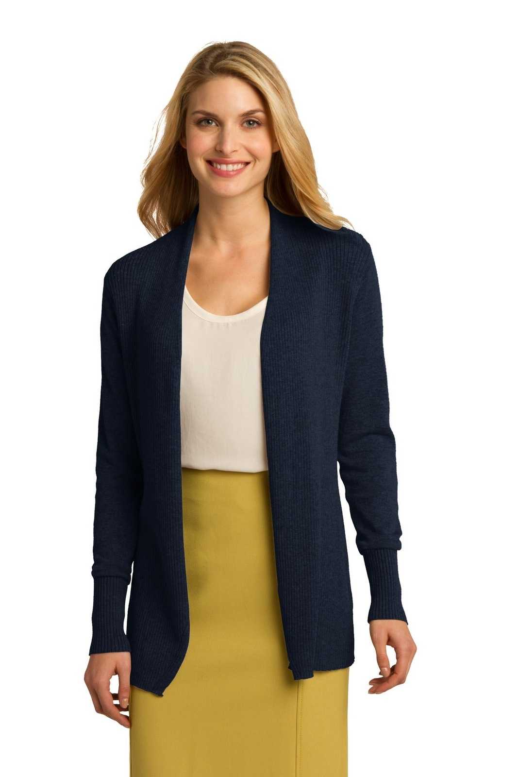 Port Authority LSW289 Ladies Open Front Cardigan Sweater - Navy - HIT a Double - 1