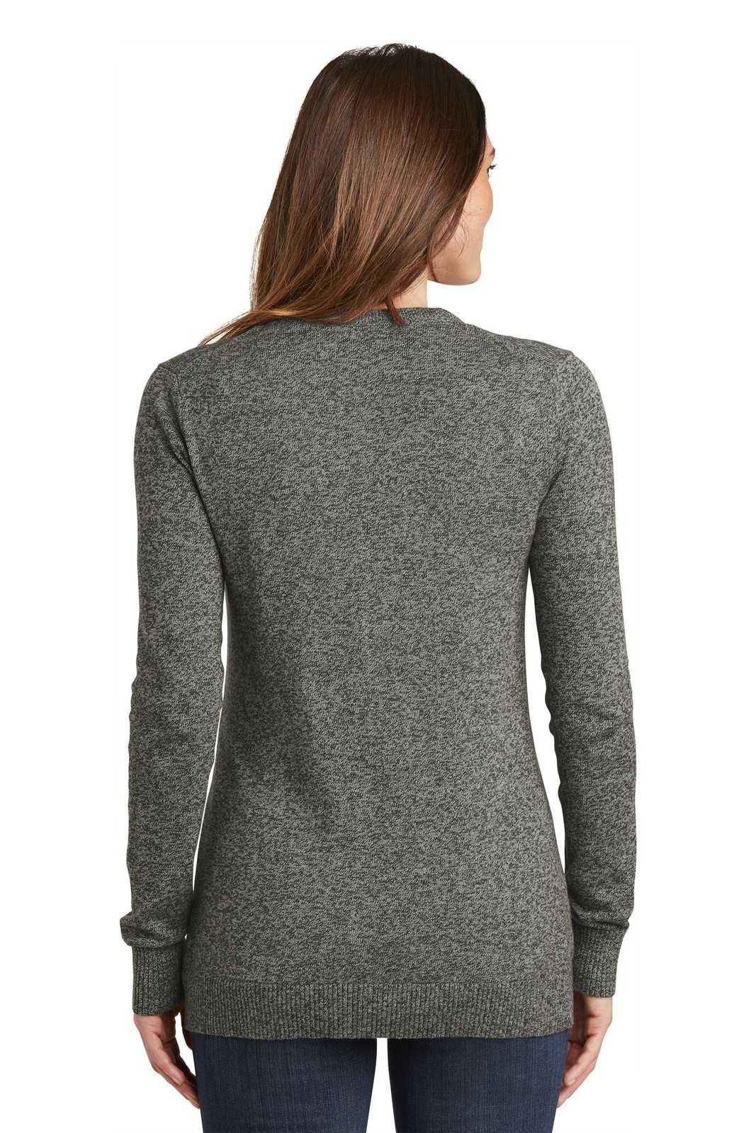 Port Authority LSW415 Ladies Marled Cardigan Sweater - Warm Gray Marl - HIT a Double - 2