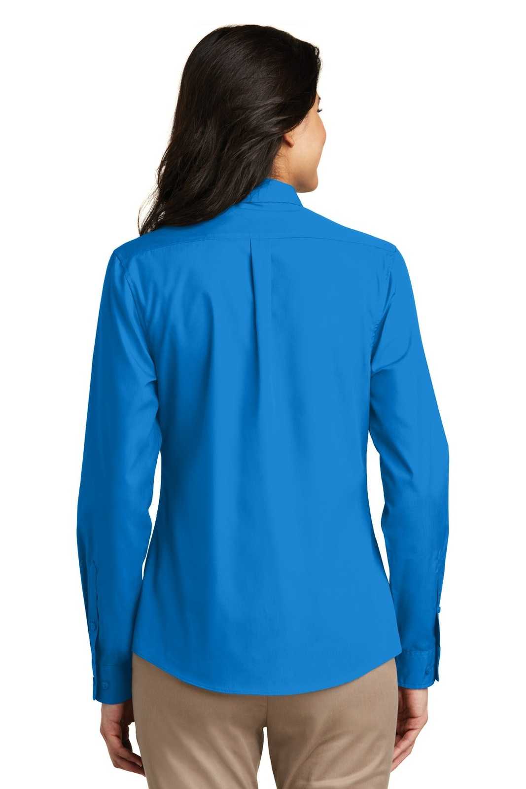 Port Authority LW100 Ladies Long Sleeve Carefree Poplin Shirt - Coastal Blue - HIT a Double - 2