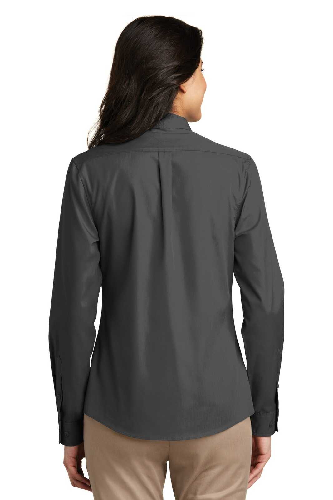 Port Authority LW100 Ladies Long Sleeve Carefree Poplin Shirt - Graphite - HIT a Double - 2