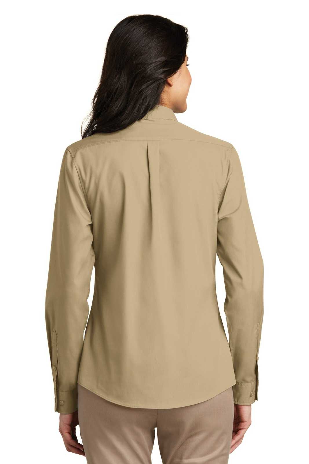 Port Authority LW100 Ladies Long Sleeve Carefree Poplin Shirt - Wheat - HIT a Double - 2