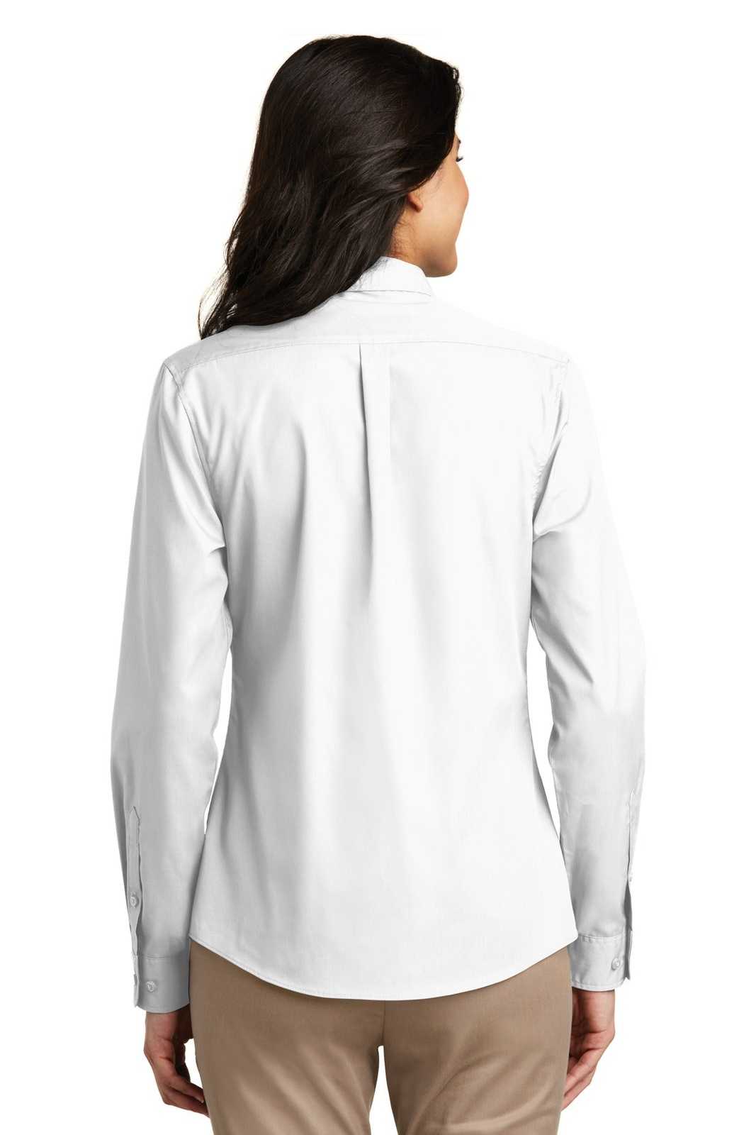 Port Authority LW100 Ladies Long Sleeve Carefree Poplin Shirt - White - HIT a Double - 2