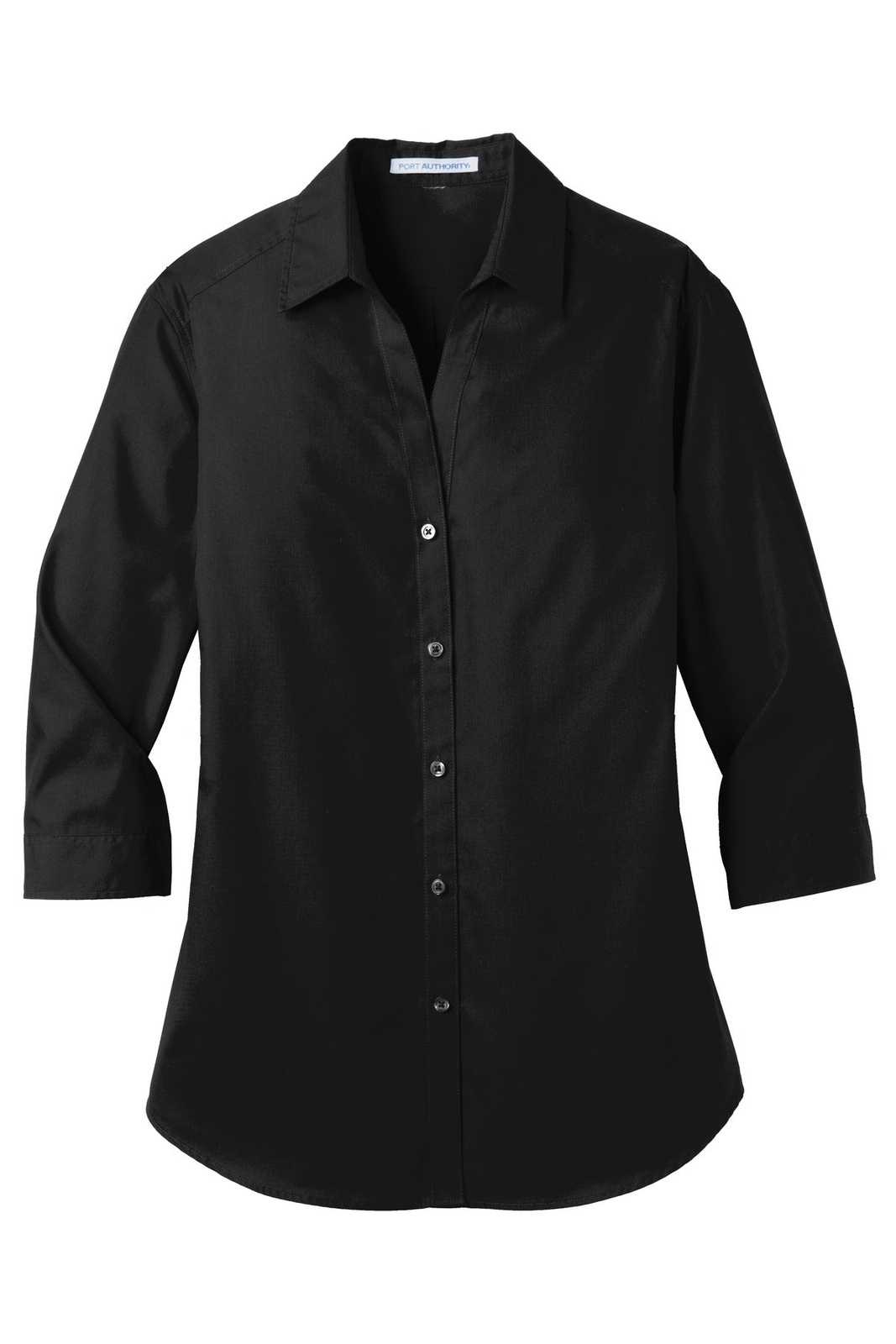 Port Authority LW102 Ladies 3/4-Sleeve Carefree Poplin Shirt - Deep Black - HIT a Double - 5
