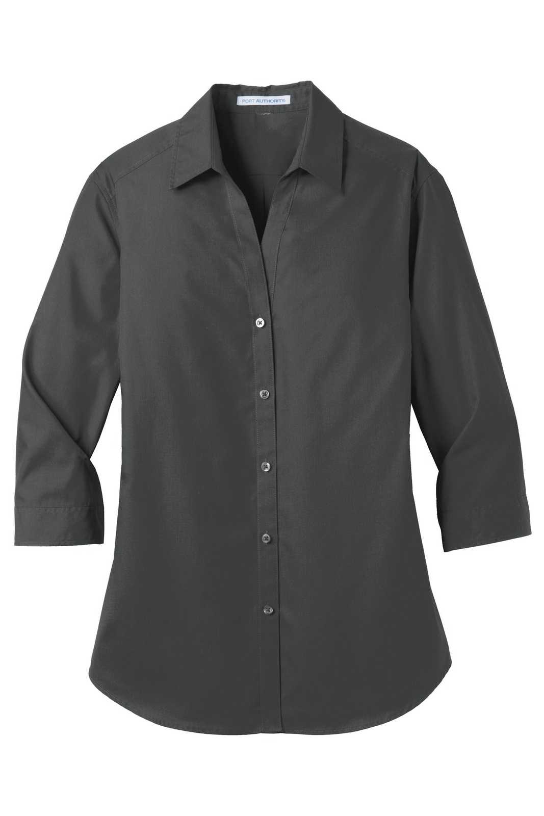 Port Authority LW102 Ladies 3/4-Sleeve Carefree Poplin Shirt - Graphite - HIT a Double - 4