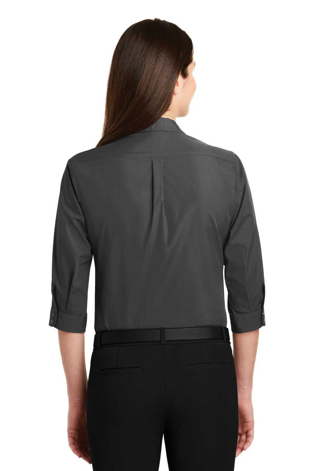 Port Authority LW102 Ladies 3/4-Sleeve Carefree Poplin Shirt - Graphite - HIT a Double - 2
