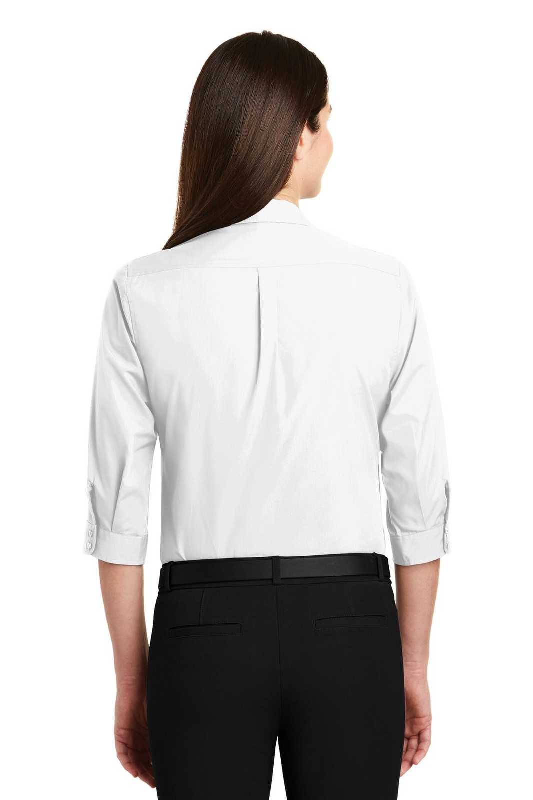 Port Authority LW102 Ladies 3/4-Sleeve Carefree Poplin Shirt - White - HIT a Double - 2