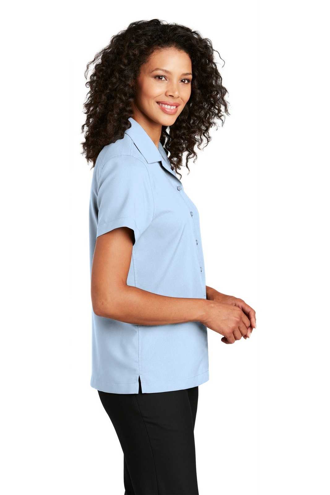 Port Authority LW400 Ladies Short Sleeve Performance Staff Shirt - Cloud Blue - HIT a Double - 3