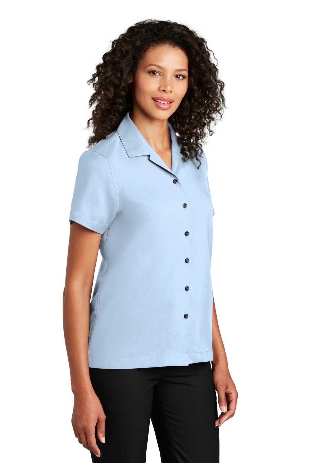 Port Authority LW400 Ladies Short Sleeve Performance Staff Shirt - Cloud Blue - HIT a Double - 4