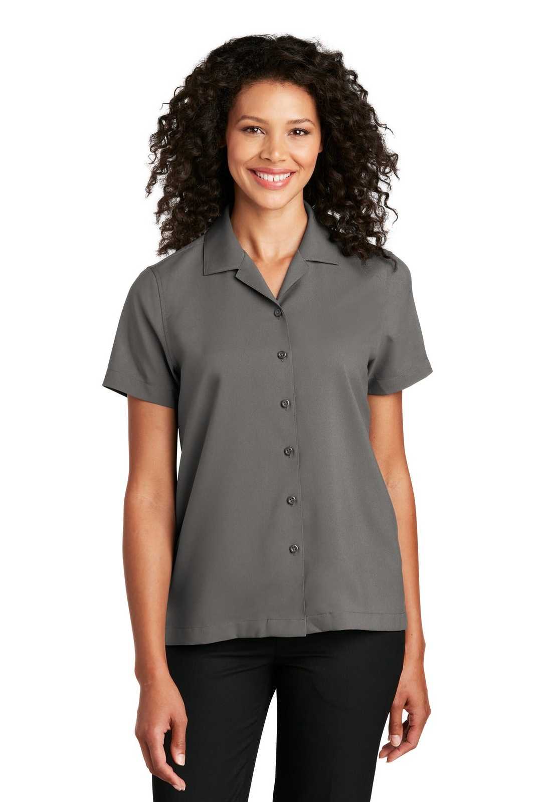 Port Authority LW400 Ladies Short Sleeve Performance Staff Shirt - Graphite - HIT a Double - 1