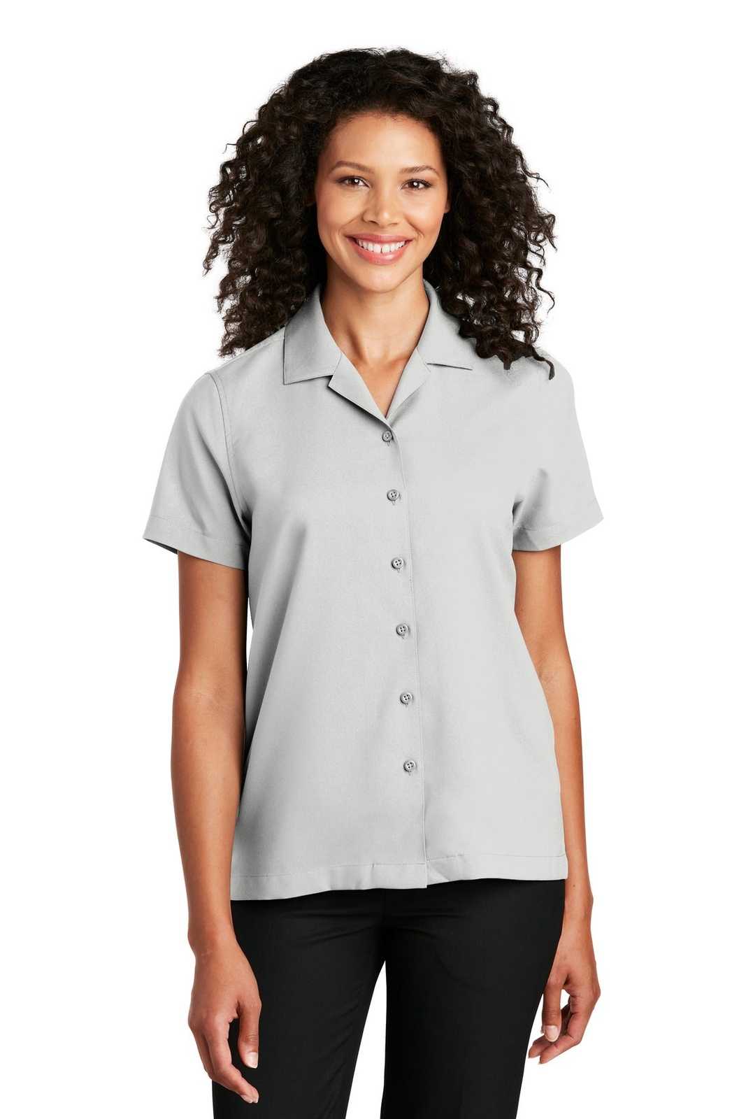 Port Authority LW400 Ladies Short Sleeve Performance Staff Shirt - Silver - HIT a Double - 1