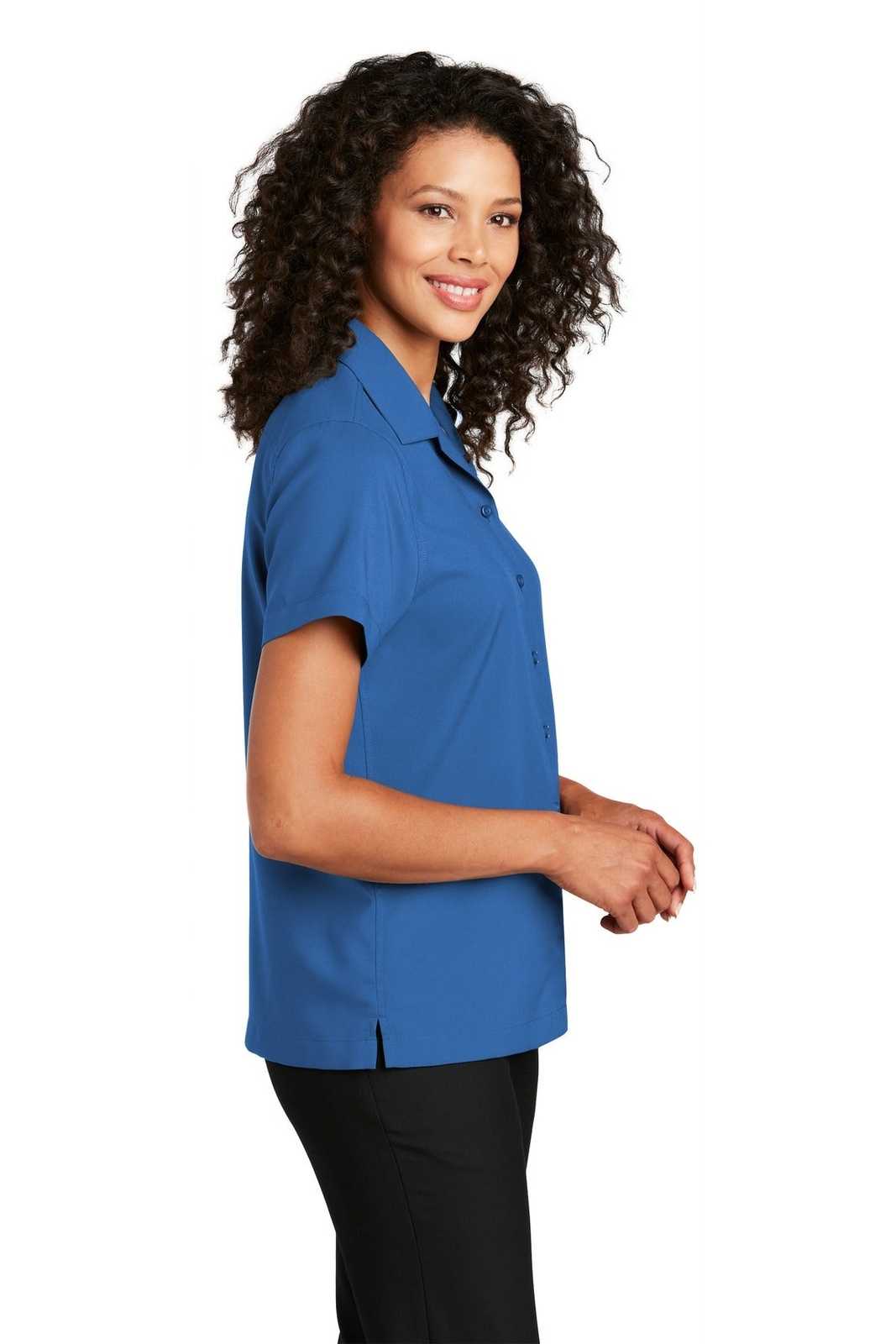 Port Authority LW400 Ladies Short Sleeve Performance Staff Shirt - True Blue - HIT a Double - 3