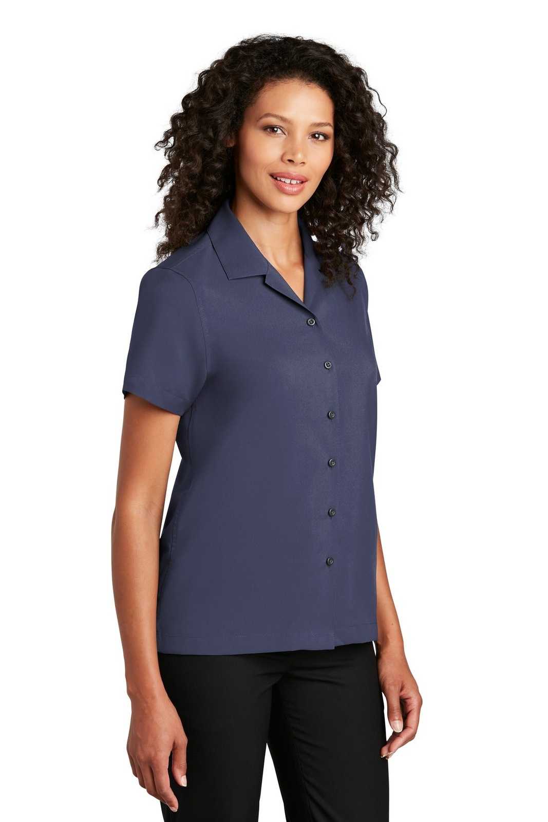 Port Authority LW400 Ladies Short Sleeve Performance Staff Shirt - True Navy - HIT a Double - 4