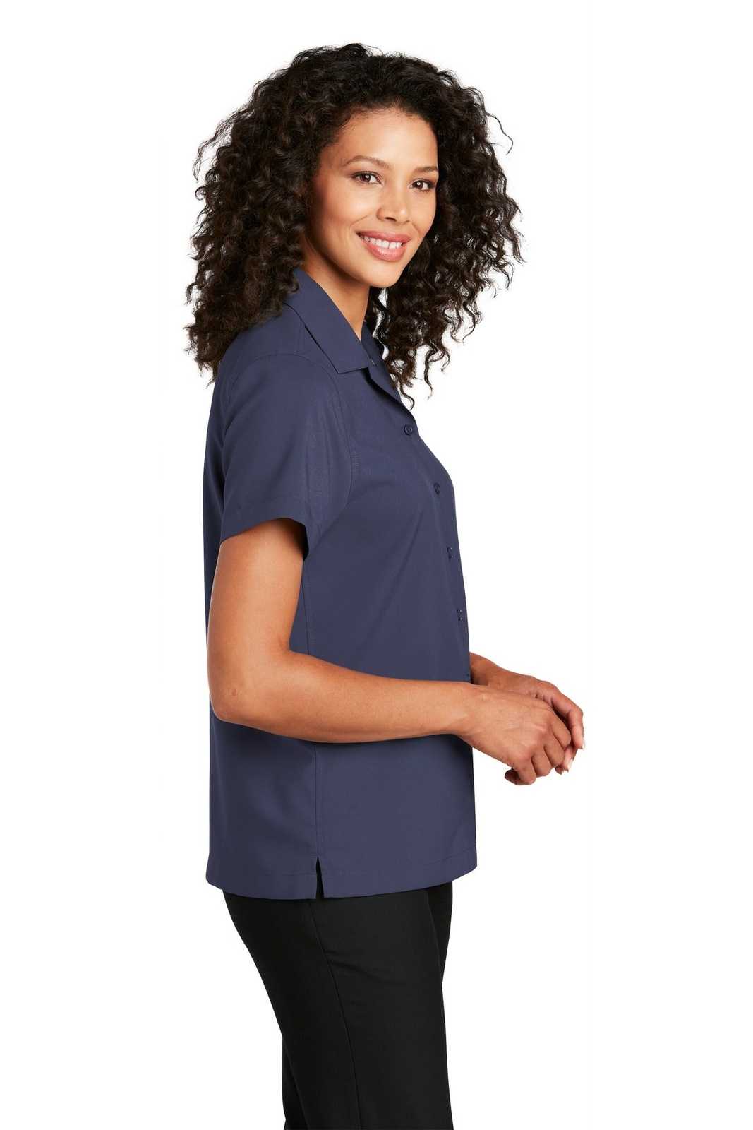 Port Authority LW400 Ladies Short Sleeve Performance Staff Shirt - True Navy - HIT a Double - 3