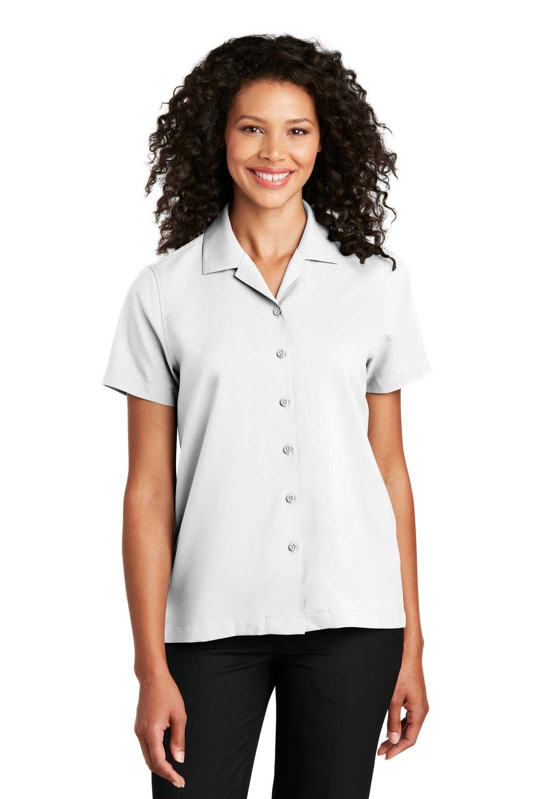 Port Authority LW400 Ladies Short Sleeve Performance Staff Shirt - White - HIT a Double - 1