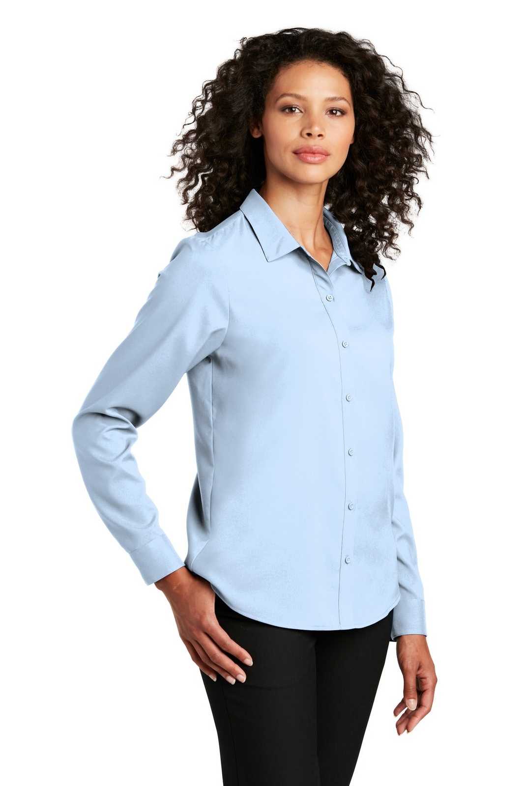 Port Authority LW401 Ladies Long Sleeve Performance Staff Shirt - Cloud Blue - HIT a Double - 4