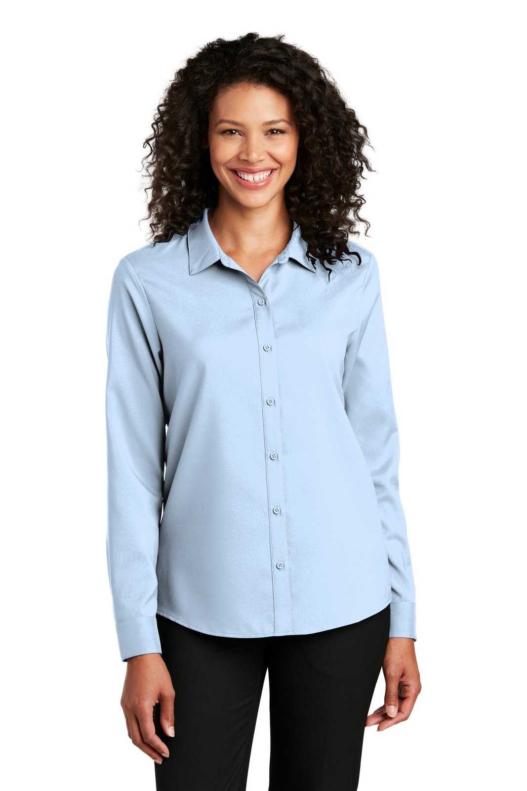 Port Authority LW401 Ladies Long Sleeve Performance Staff Shirt - Cloud Blue - HIT a Double - 1