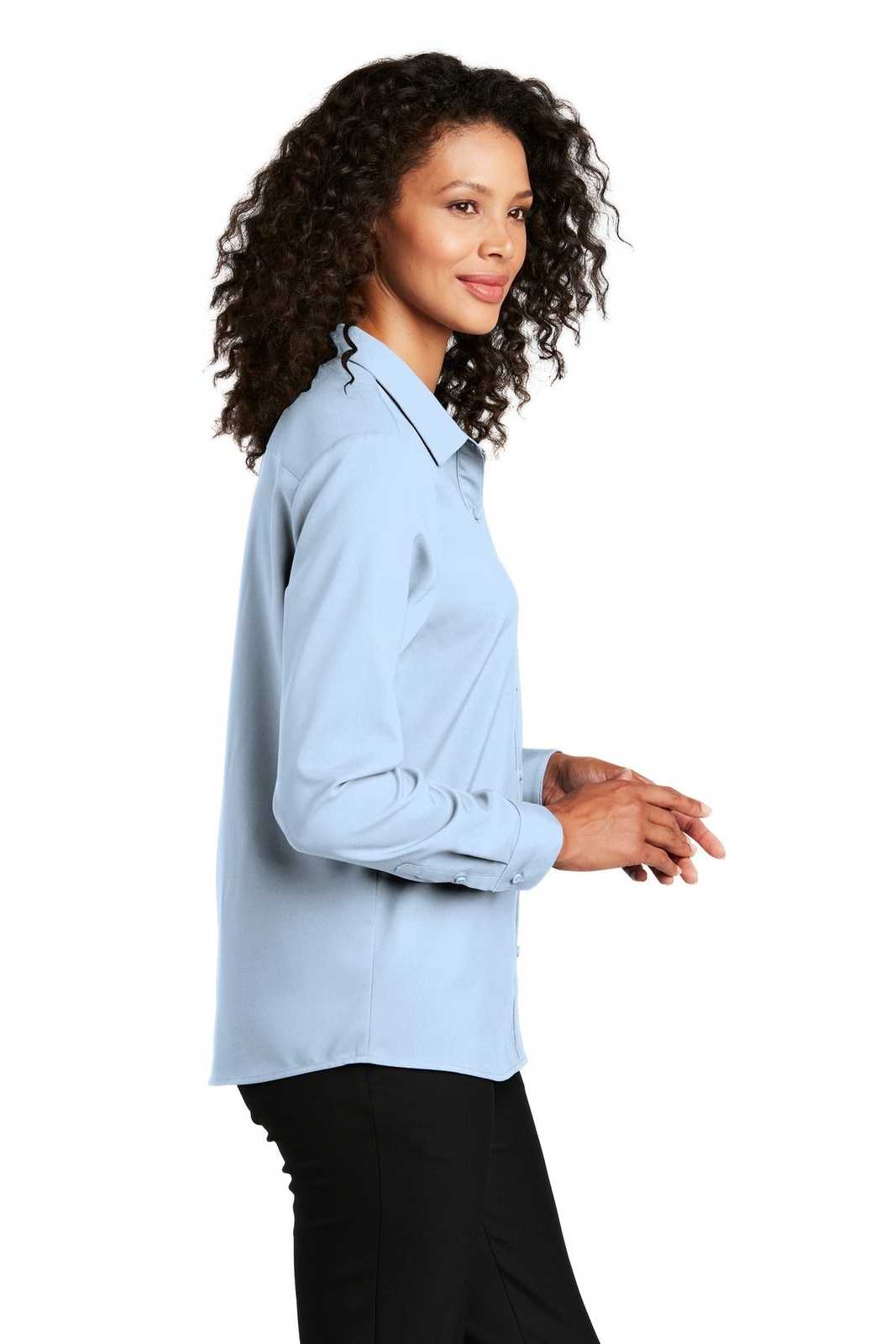 Port Authority LW401 Ladies Long Sleeve Performance Staff Shirt - Cloud Blue - HIT a Double - 3
