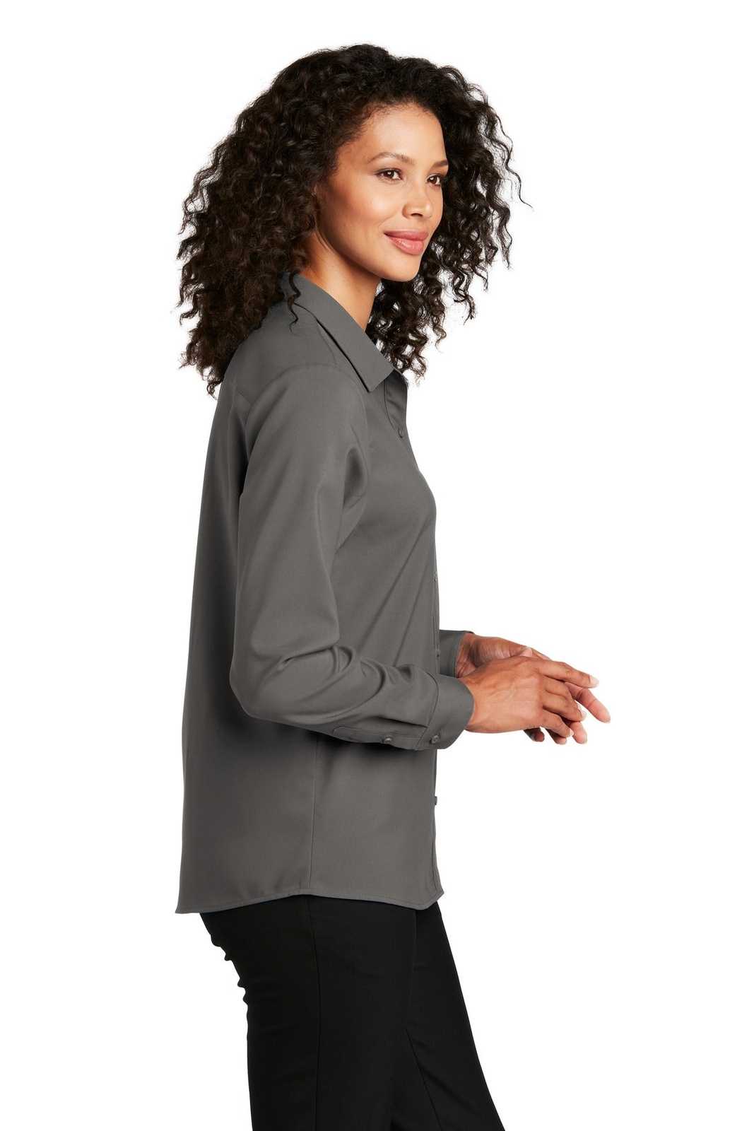 Port Authority LW401 Ladies Long Sleeve Performance Staff Shirt - Graphite - HIT a Double - 3