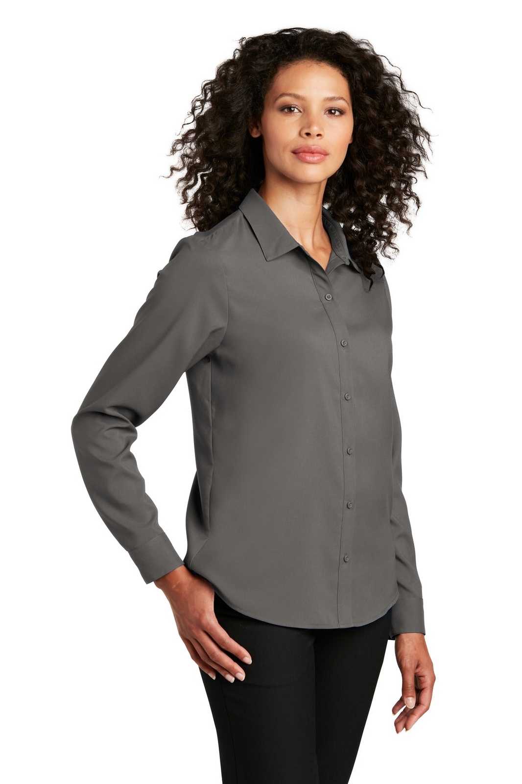 Port Authority LW401 Ladies Long Sleeve Performance Staff Shirt - Graphite - HIT a Double - 4