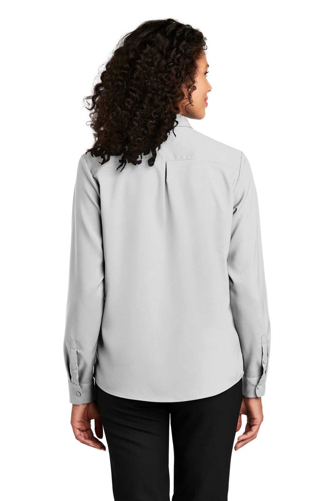 Port Authority LW401 Ladies Long Sleeve Performance Staff Shirt - Silver - HIT a Double - 1