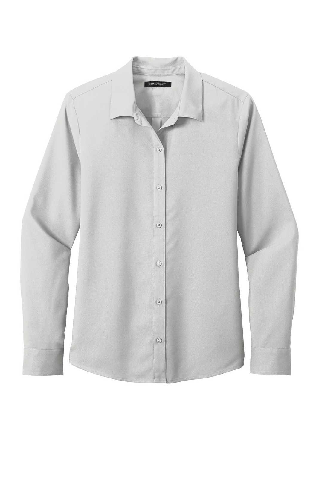 Port Authority LW401 Ladies Long Sleeve Performance Staff Shirt - Silver - HIT a Double - 5
