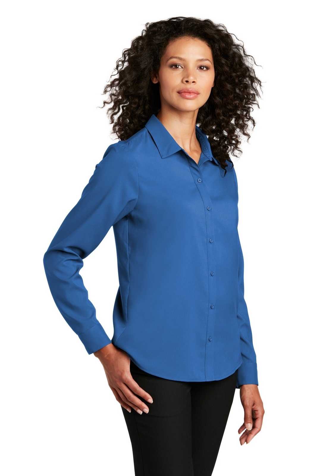 Port Authority LW401 Ladies Long Sleeve Performance Staff Shirt - True Blue - HIT a Double - 4