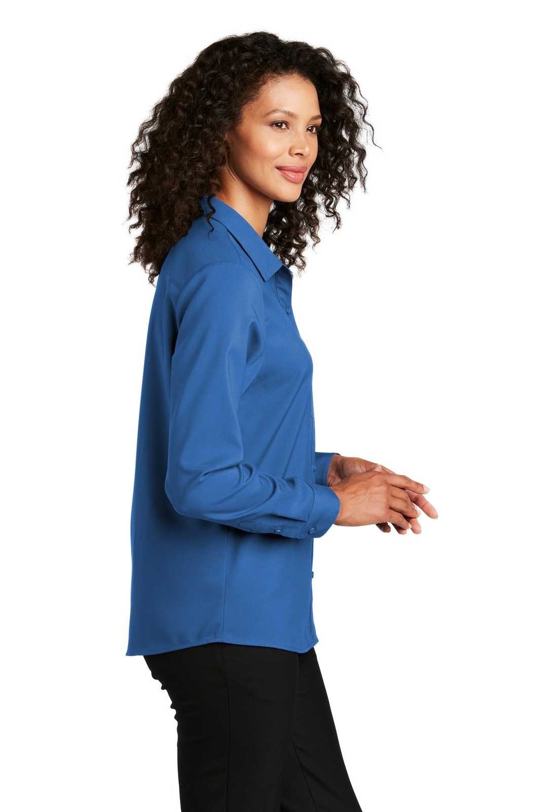 Port Authority LW401 Ladies Long Sleeve Performance Staff Shirt - True Blue - HIT a Double - 3
