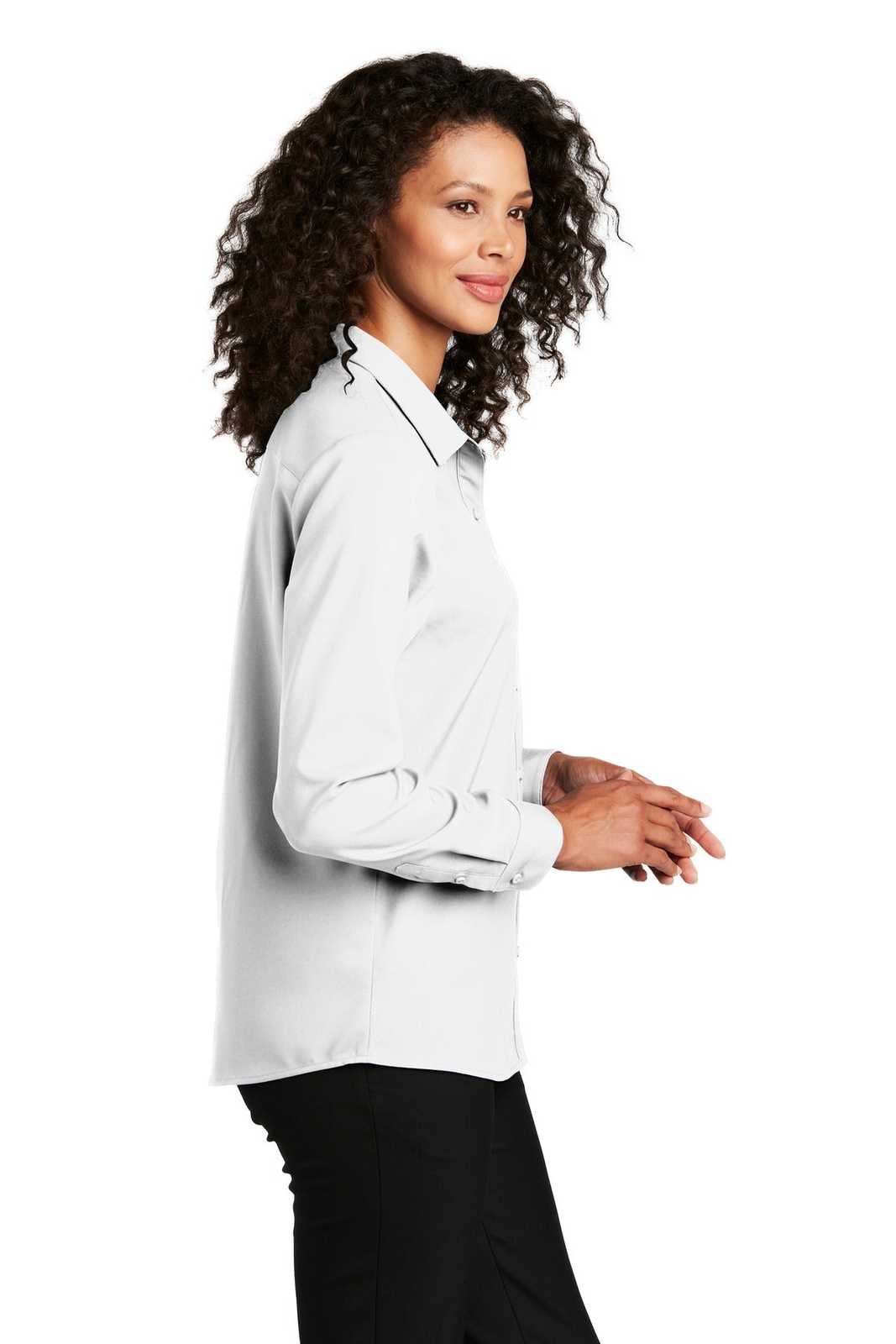 Port Authority LW401 Ladies Long Sleeve Performance Staff Shirt - White - HIT a Double - 3