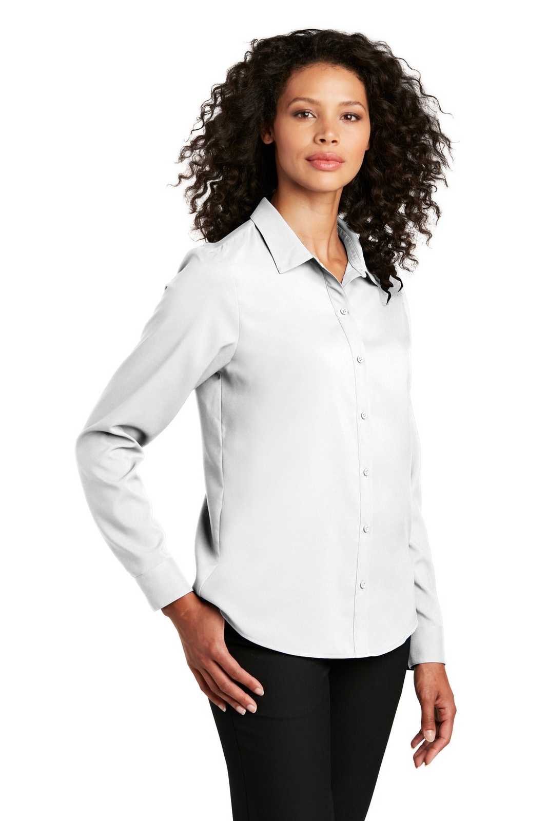 Port Authority LW401 Ladies Long Sleeve Performance Staff Shirt - White - HIT a Double - 4