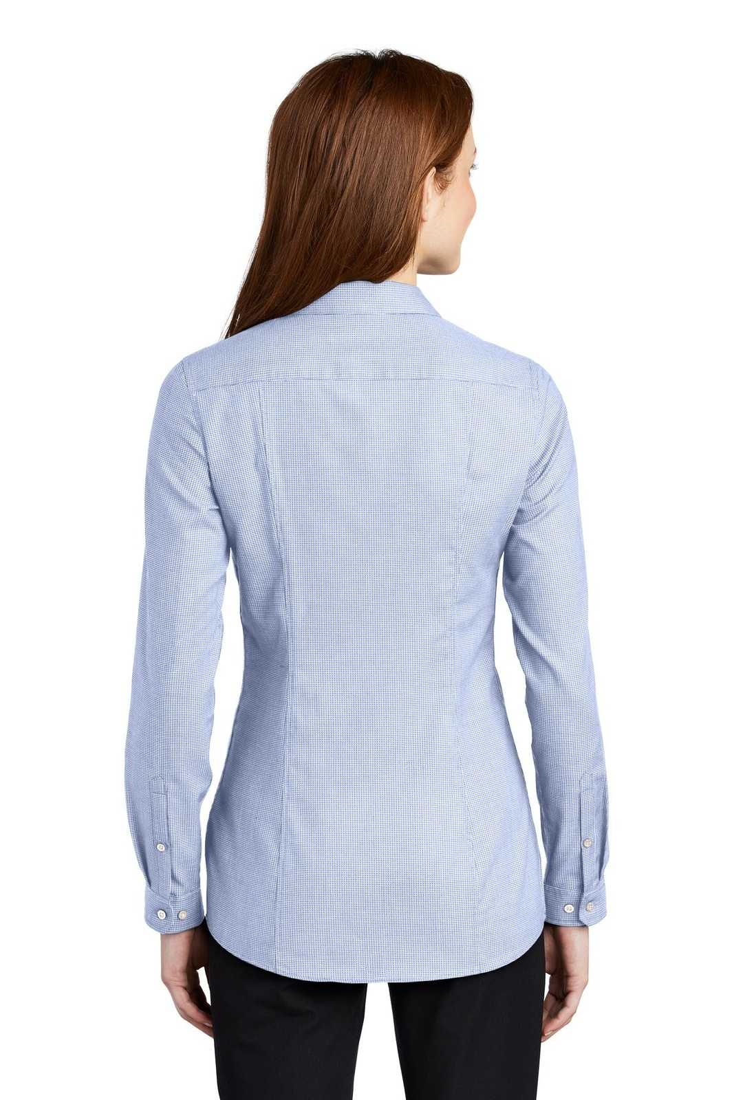 Port Authority LW645 Ladies Pincheck Easy Care Shirt - Blue Horizon White - HIT a Double - 2