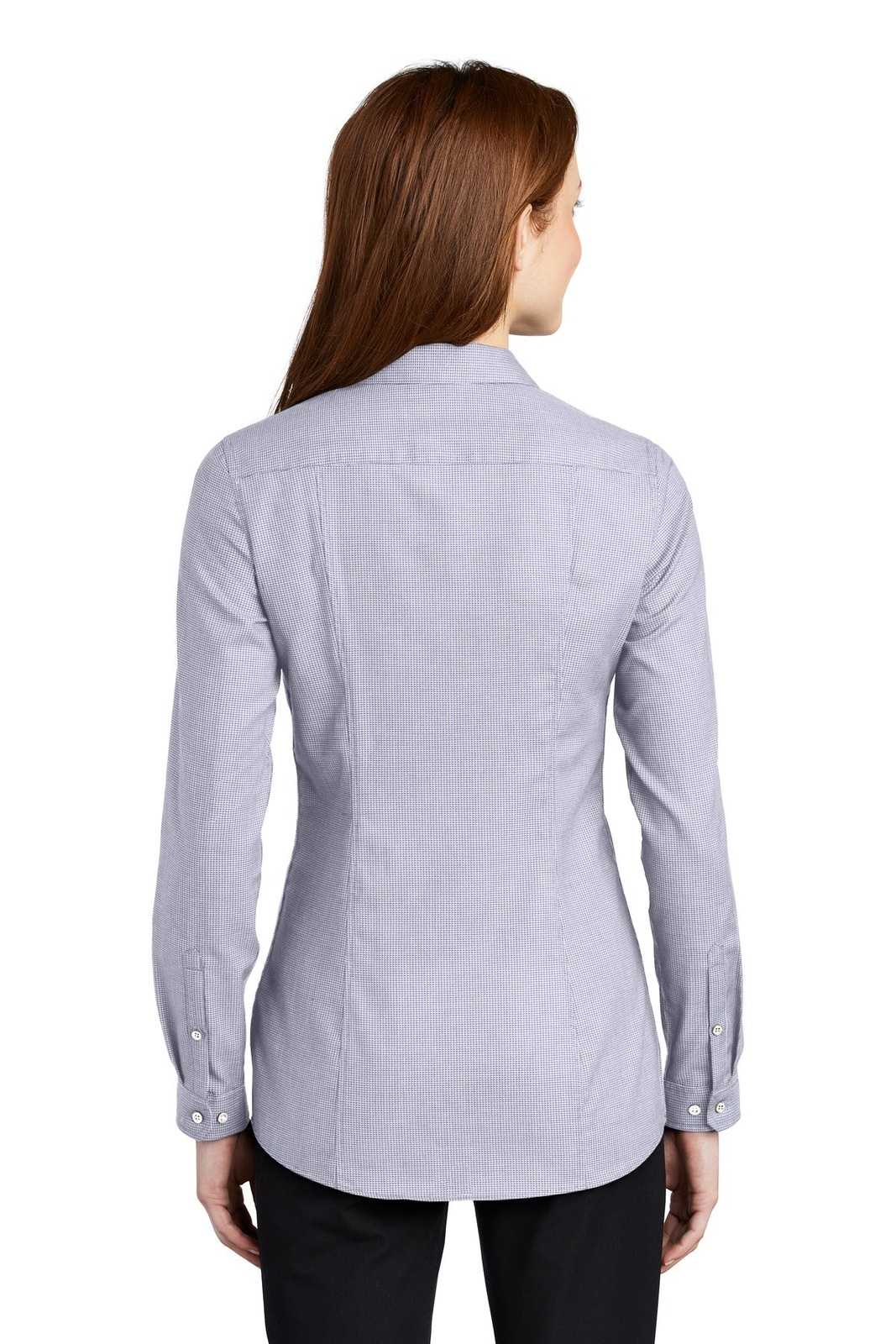 Port Authority LW645 Ladies Pincheck Easy Care Shirt - Gusty Gray White - HIT a Double - 2