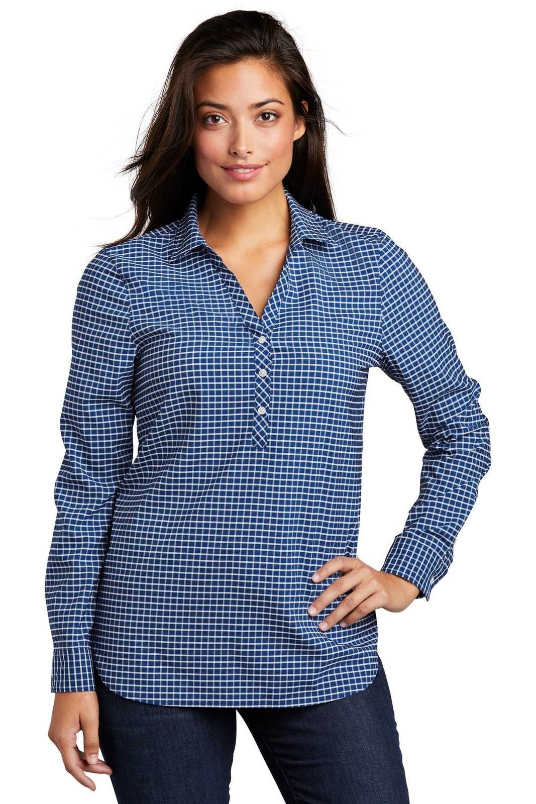 Port Authority LW680 Ladies City Stretch Tunic - True Blue White - HIT a Double - 1