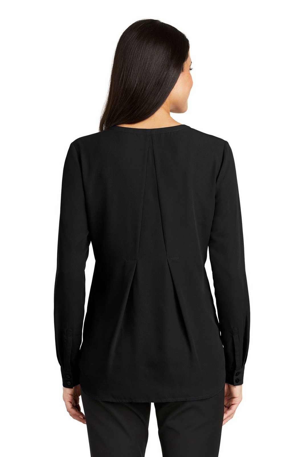 Port Authority LW700 Ladies Long Sleeve Button-Front Blouse - Black - HIT a Double - 2