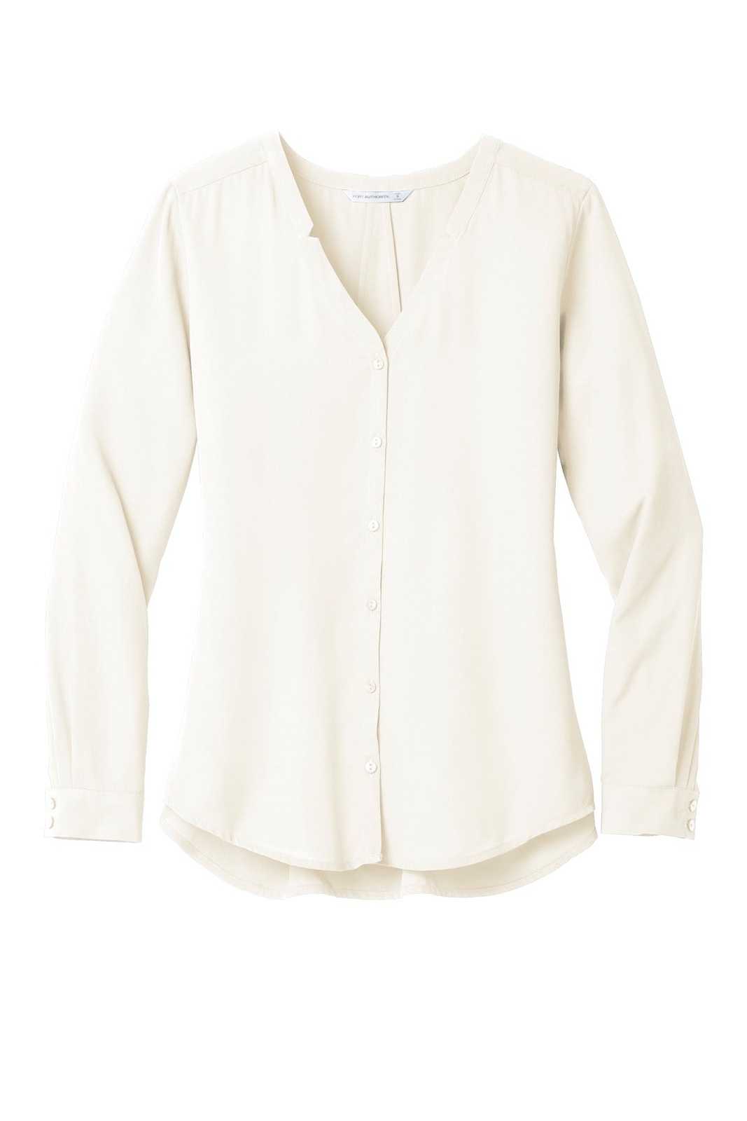 Port Authority LW700 Ladies Long Sleeve Button-Front Blouse - Ivory Chiffon - HIT a Double - 5