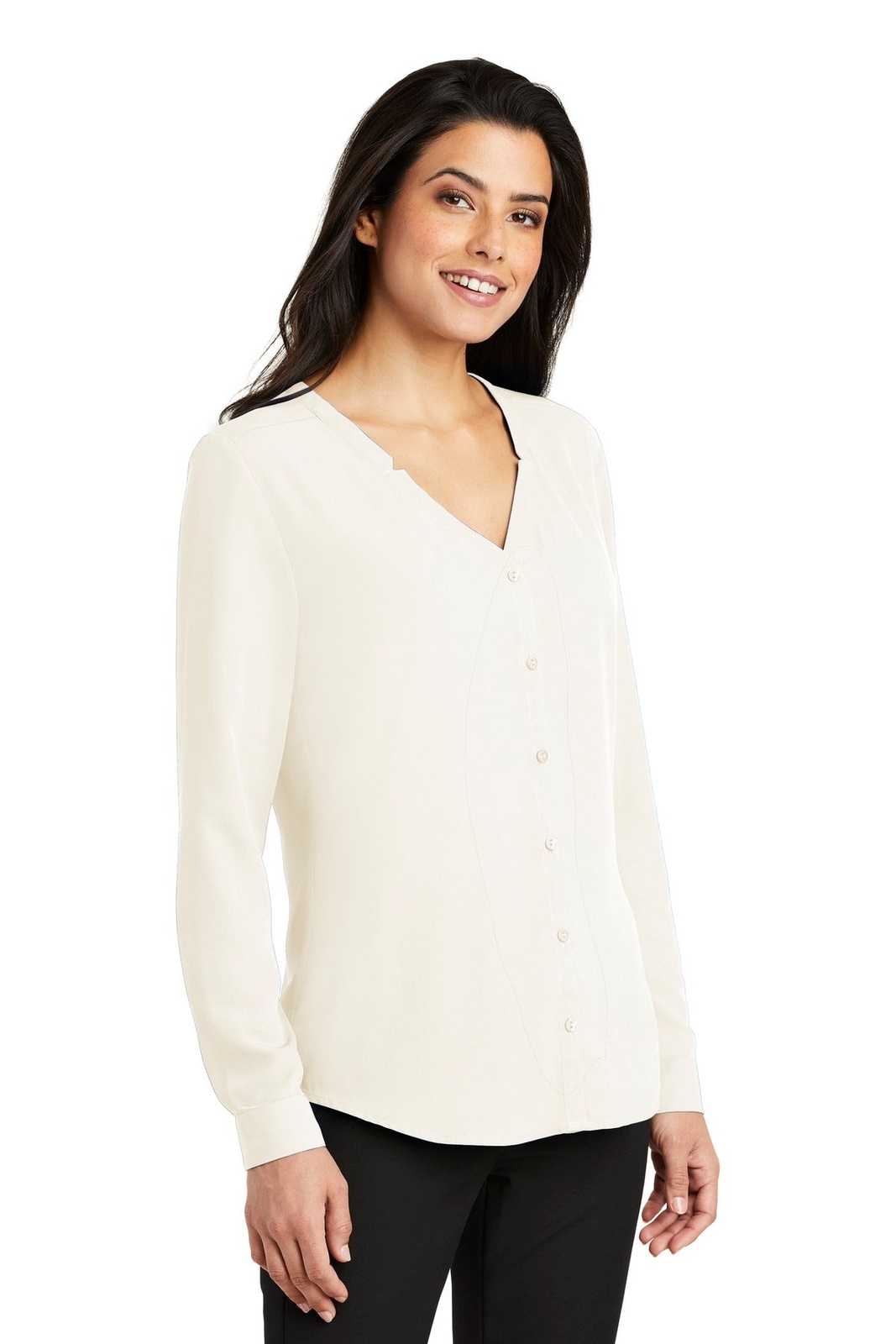 Port Authority LW700 Ladies Long Sleeve Button-Front Blouse - Ivory Chiffon - HIT a Double - 4