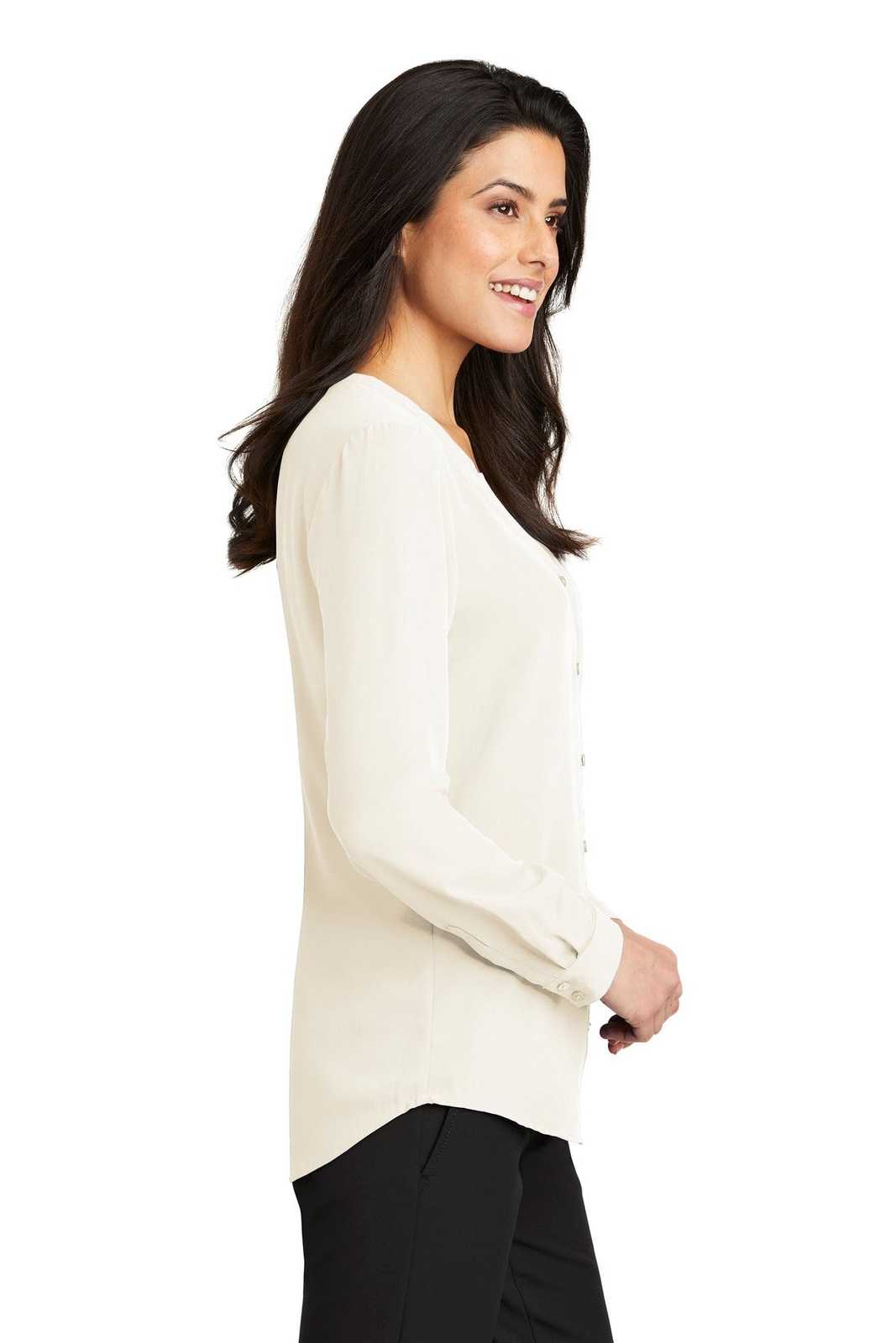 Port Authority LW700 Ladies Long Sleeve Button-Front Blouse - Ivory Chiffon - HIT a Double - 3