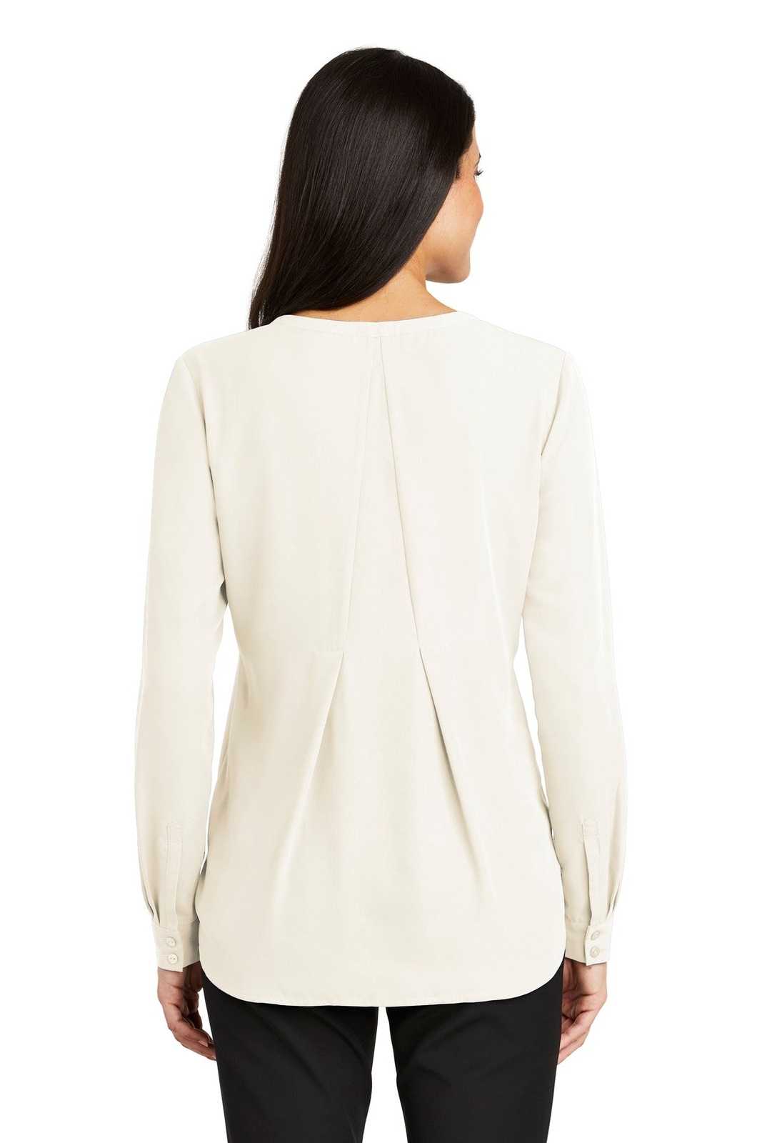 Port Authority LW700 Ladies Long Sleeve Button-Front Blouse - Ivory Chiffon - HIT a Double - 2