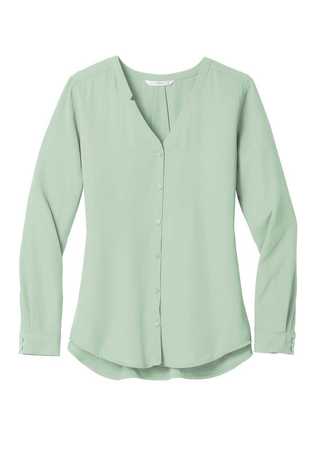 Port Authority LW700 Ladies Long Sleeve Button-Front Blouse - Misty Sage - HIT a Double - 5