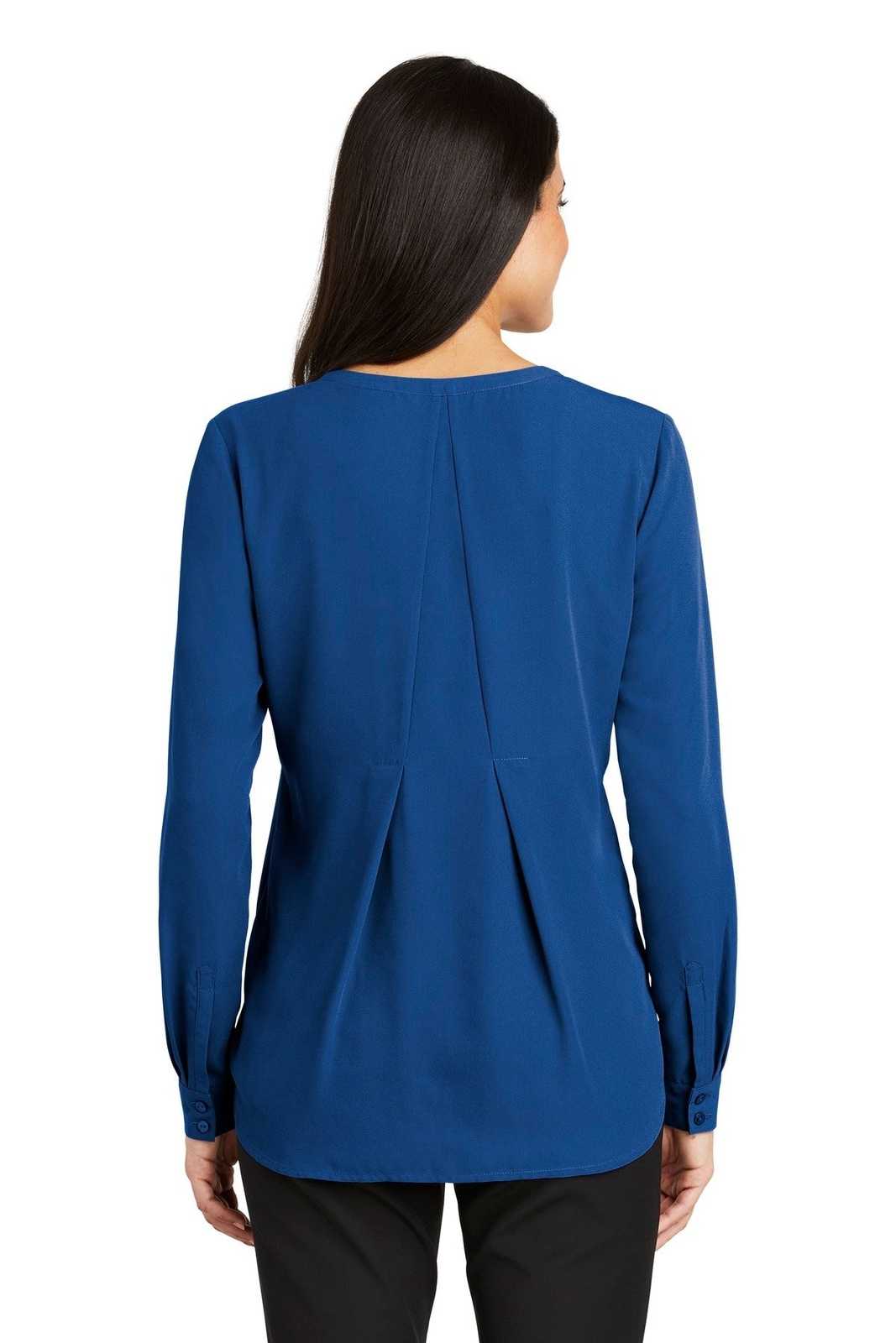Port Authority LW700 Ladies Long Sleeve Button-Front Blouse - True Blue - HIT a Double - 2