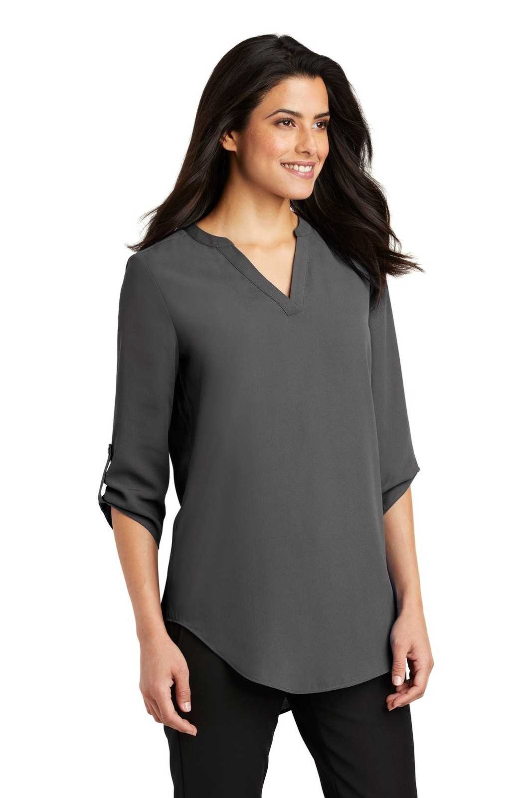 Port Authority LW701 Ladies 3/4-Sleeve Tunic Blouse - Sterling Gray - HIT a Double - 4