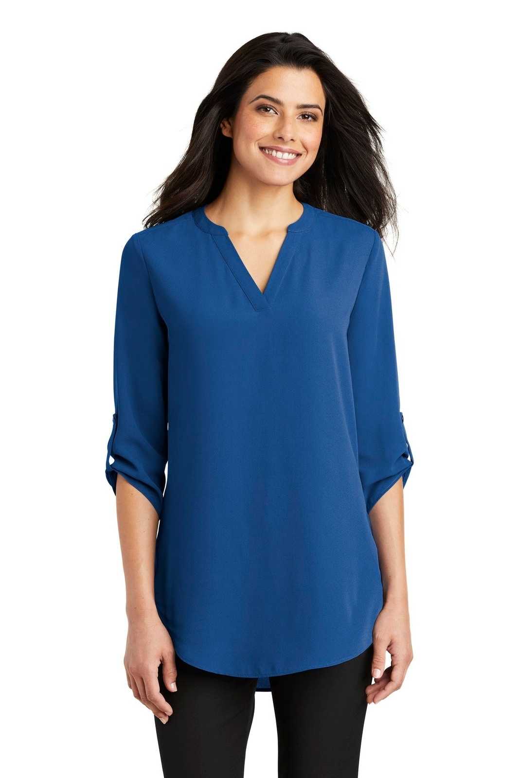 Port Authority LW701 Ladies 3/4-Sleeve Tunic Blouse - True Blue - HIT a Double - 1