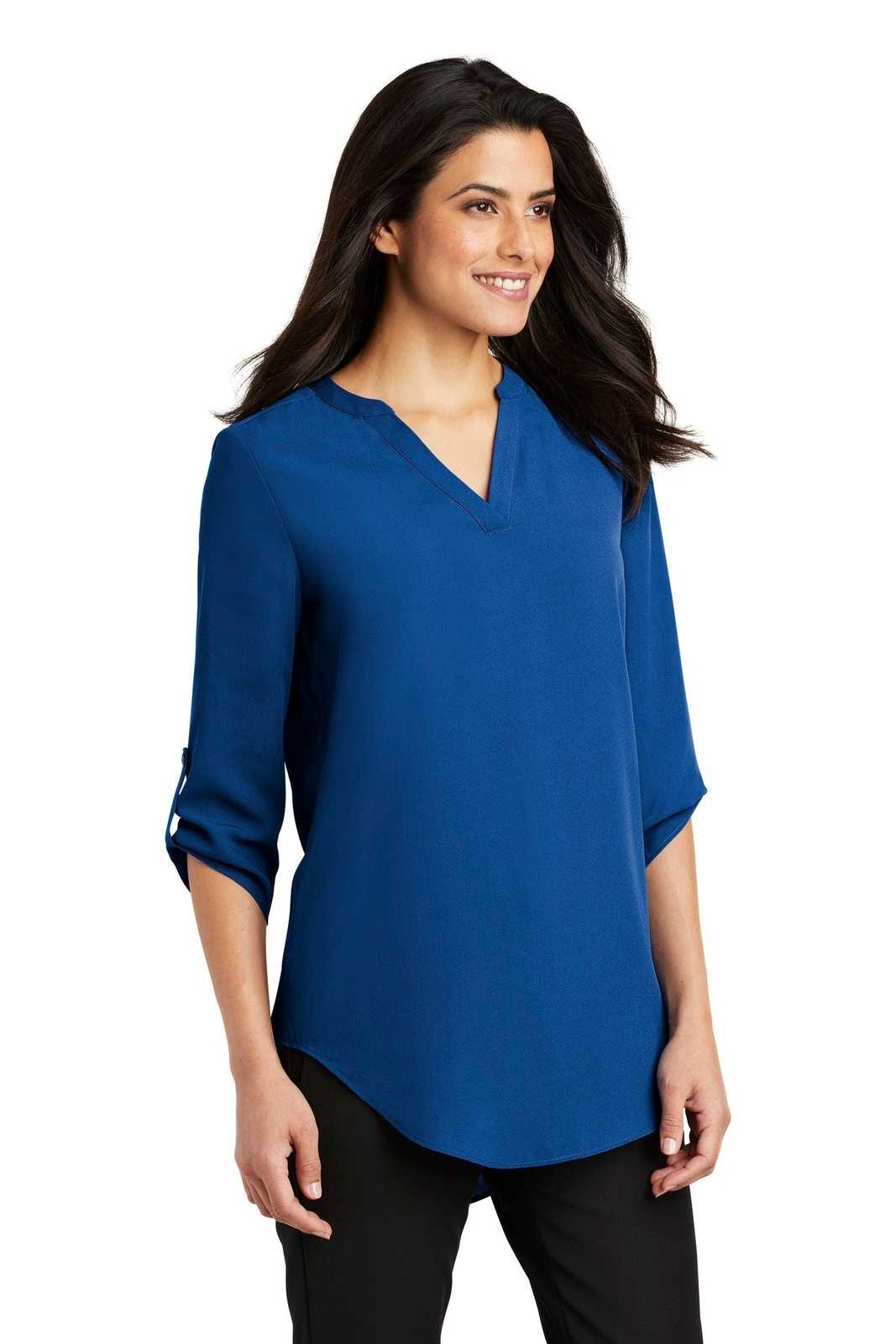 Port Authority LW701 Ladies 3/4-Sleeve Tunic Blouse - True Blue - HIT a Double - 4
