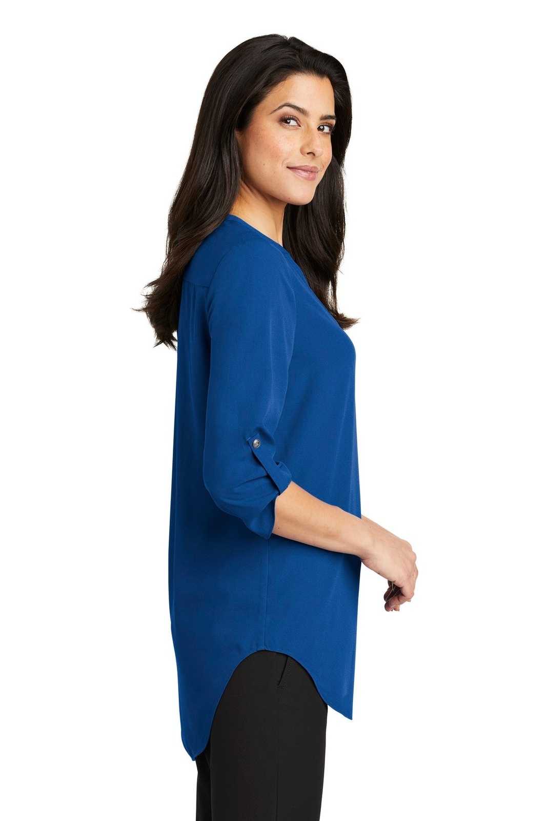 Port Authority LW701 Ladies 3/4-Sleeve Tunic Blouse - True Blue - HIT a Double - 3
