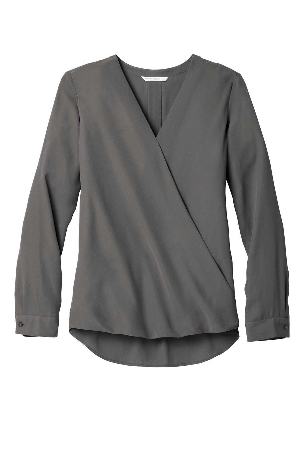Port Authority LW702 Ladies Wrap Blouse - Sterling Gray - HIT a Double - 5